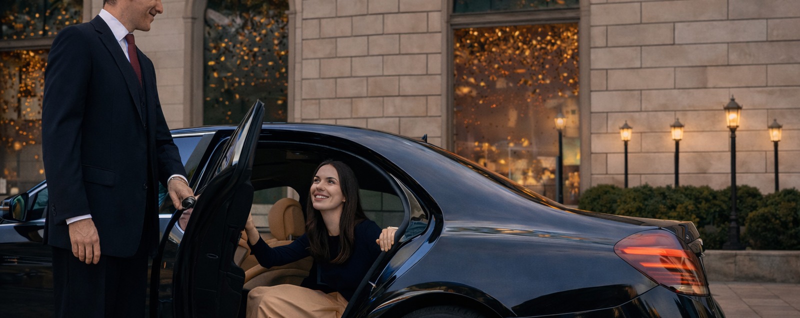Real Blacklane chauffeur Peter gets out of his Mercedes, ready to greet his guest.